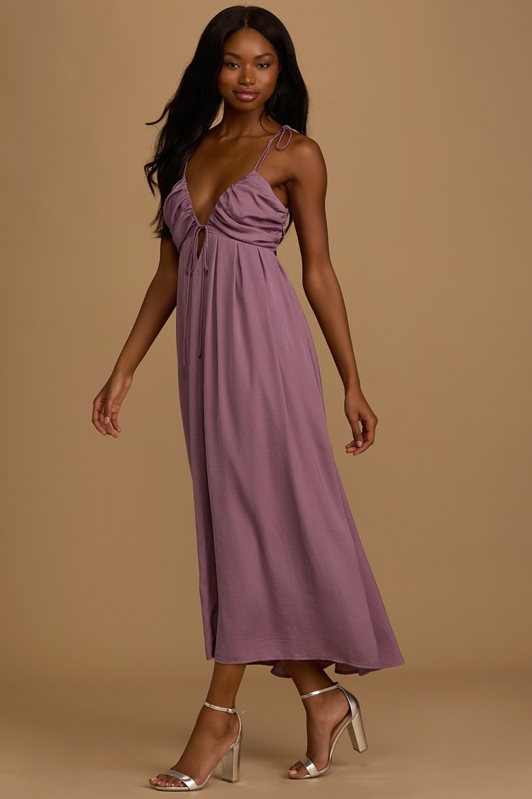 Dusty Purple Maxi - Tie-Strap Maxi Dress - Tie-Back Maxi Dress - Lulus