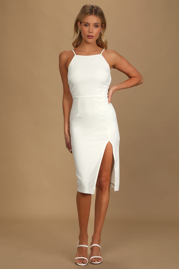 White Midi Dress - Bodycon Dress - Sleeveless Dress - Party Dress - Lulus