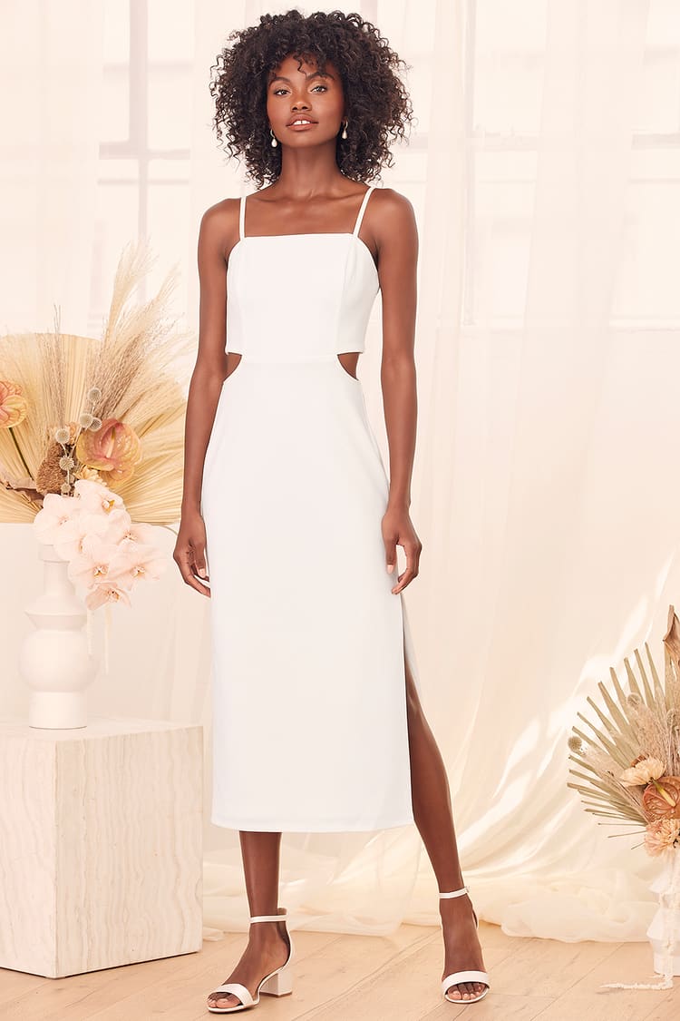 White Midi Dress - Sleeveless Dress - Cutout Dress - Midi Dress - Lulus