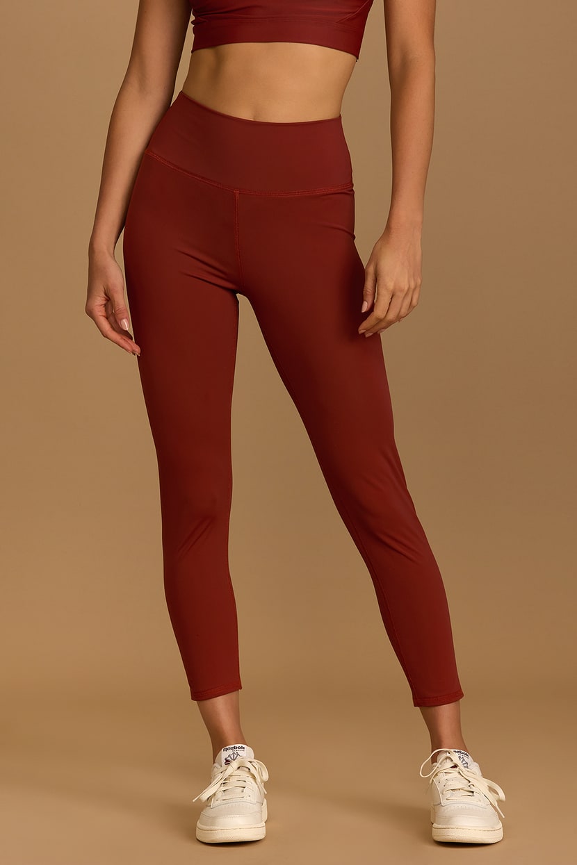 Cute Rust Leggings - High Waisted Leggings - Athletic Leggings - Lulus