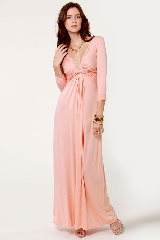 hot pink long sleeve maxi dress