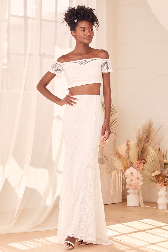 White two hot sale piece maxi dress