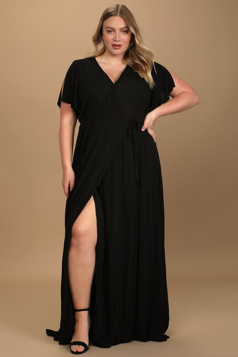 Lovely Wrap Dress - Black Dress - Maxi Dress - Lulus