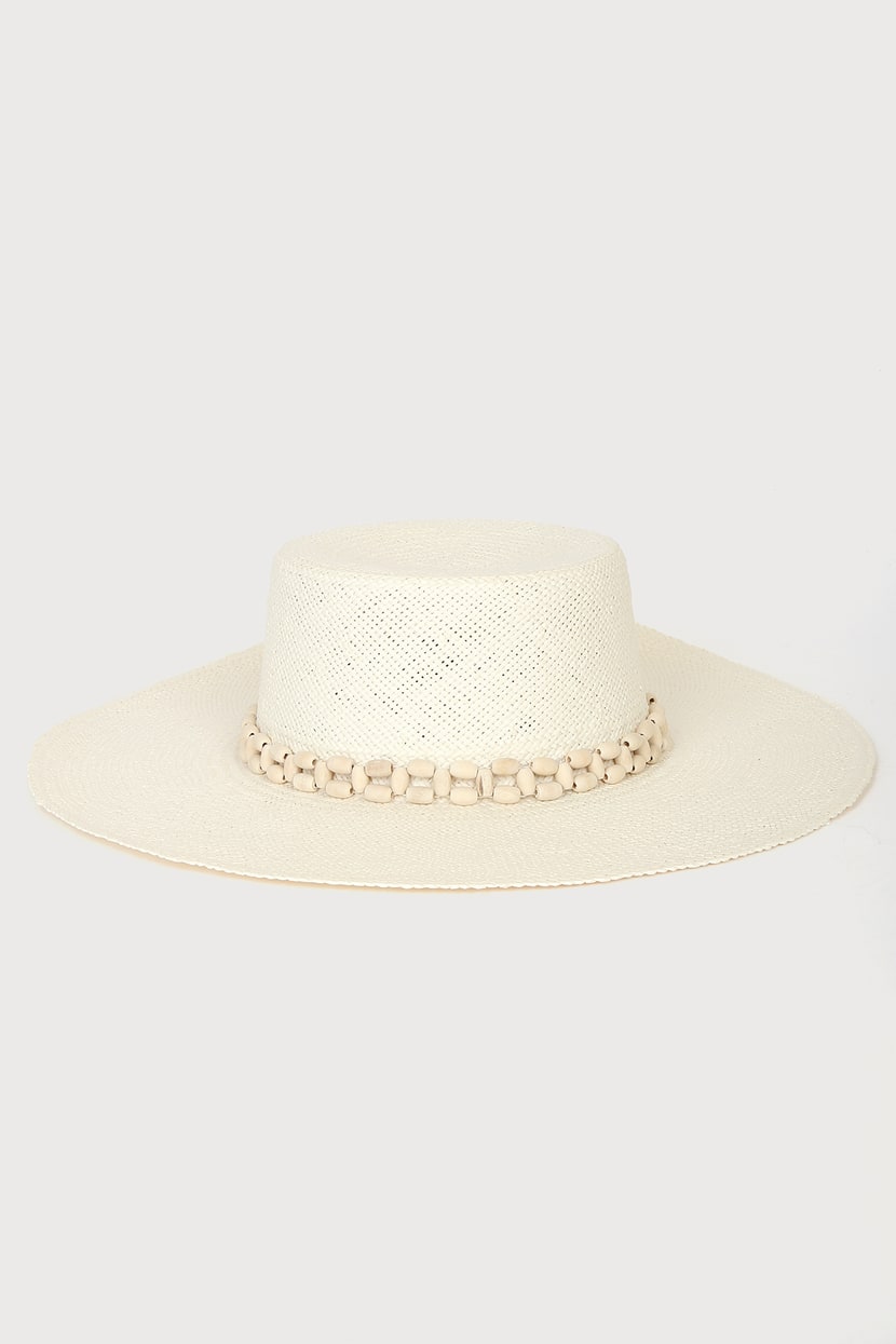 Cream Hat - Boater Hat - Beaded Hat - Sun Hat - Summer Hats - Lulus