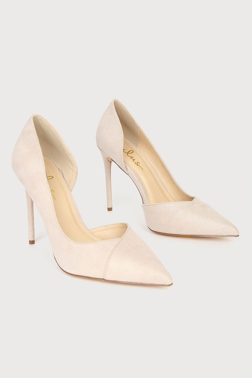 Light Nude D'Orsay Pumps - Pointed-Toe Pumps - Nude Suede Pumps - Lulus