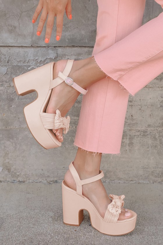 Blush Pink Sandals - Knotted Sandals - Platform Sandals - Lulus