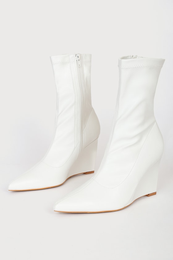 White wedge store ankle boots