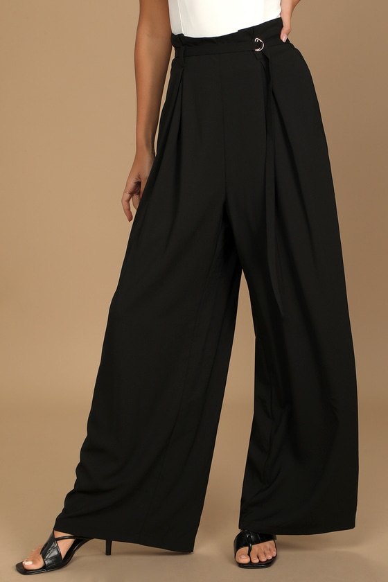 Casual Class Black Belt Wide-Leg Pants