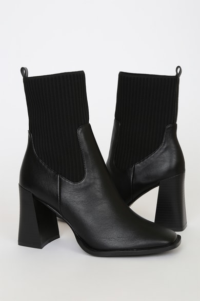 Lulus Waylen Black Ankle High Heel Boots