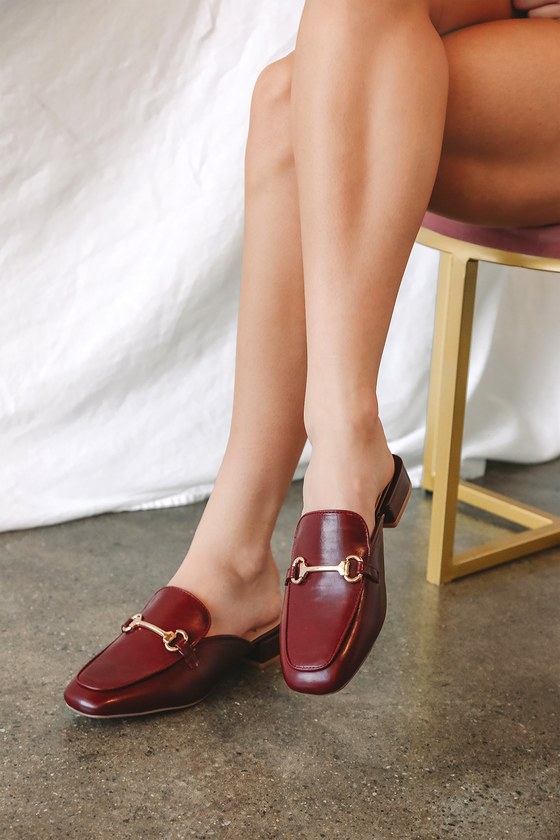 Burgundy Loafers Loafer Mules Loafer Slides Slide On Loafer