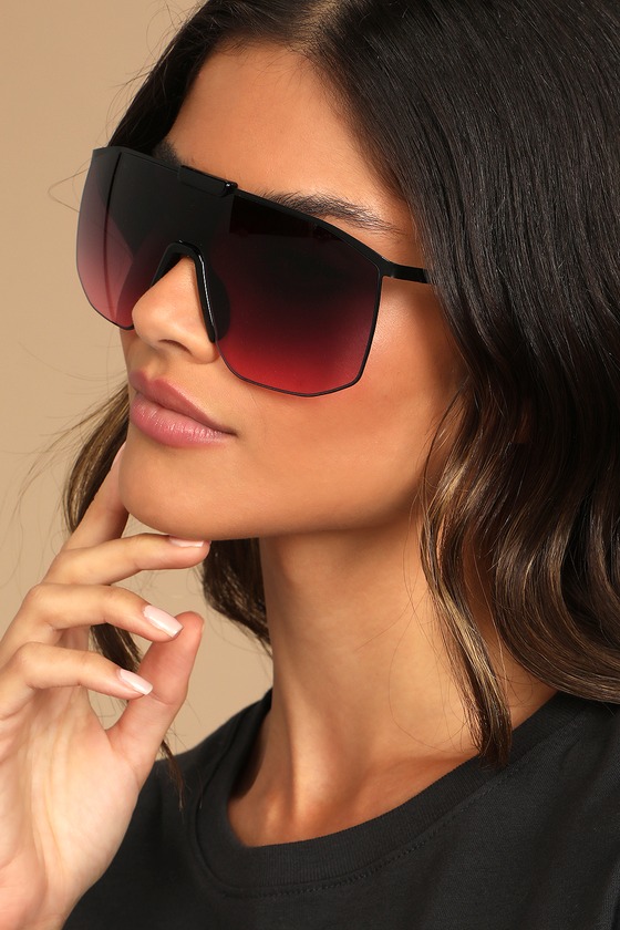 Black Ombre Sunglasses Shield Sunglasses Oversized Sunnies Lulus
