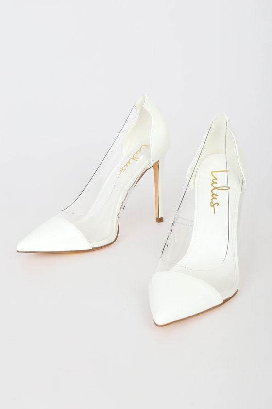 White cheap clear pumps