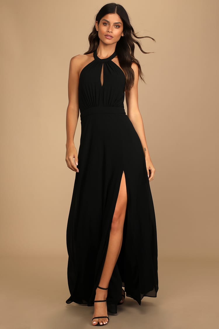 Stunning Black Maxi Dress - Halter Maxi Dress - Cutout Dress - Lulus