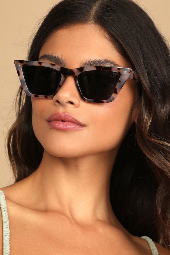 I-Sea Rosey - Grey Tortoise Sunglasses - Cat-Eye Sunglasses - Lulus
