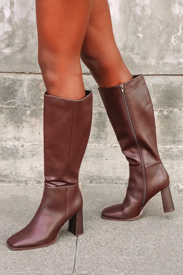 Square Toe Boots - Knee High Boots - Brown Boots - Women's Boots - Lulus