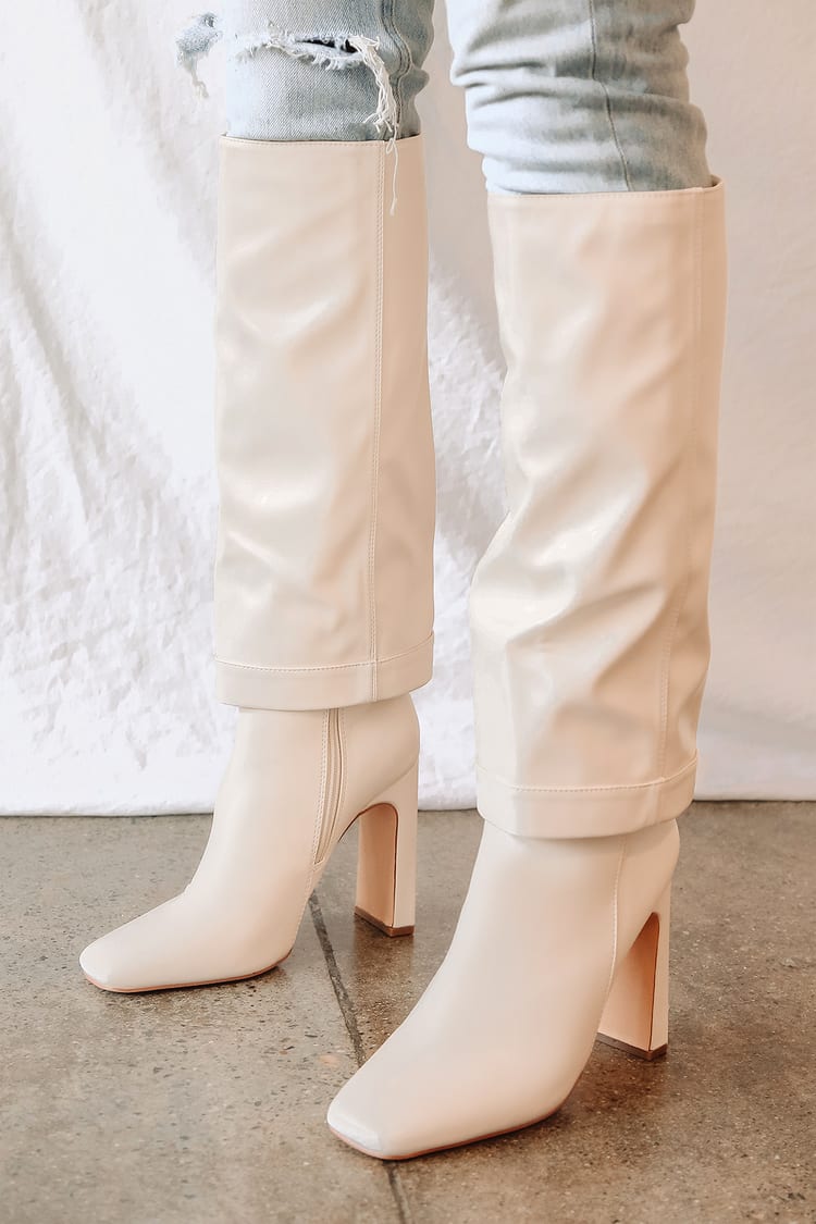 Ivory Boots - Square Toe Boots - Knee High Boots - Tall Boots - Lulus