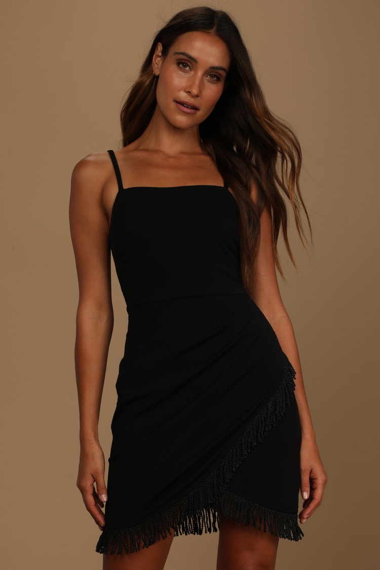 Black Mini Dress - Fringe Dress - Bodycon Mini Dress - LBD - Lulus
