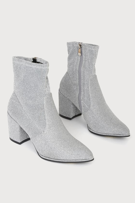 Glitter sock 2025 boots silver