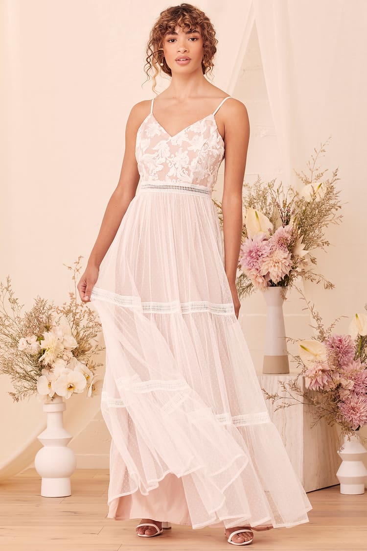 Chic Two-Piece Dress - Floral Print Dress - White Maxi Dress