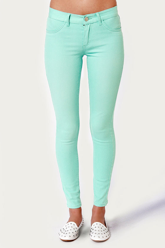 teal jeggings