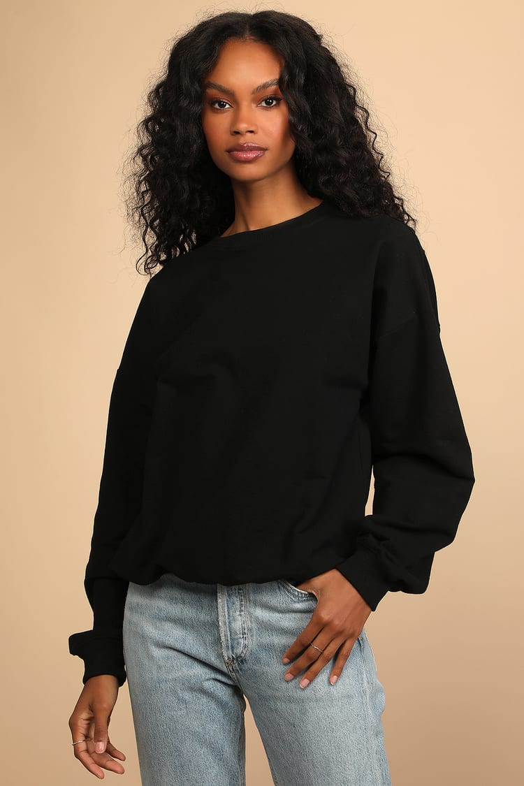 Black Knit Sweater - Oversized Sweater - Fleece Sweater - Lulus