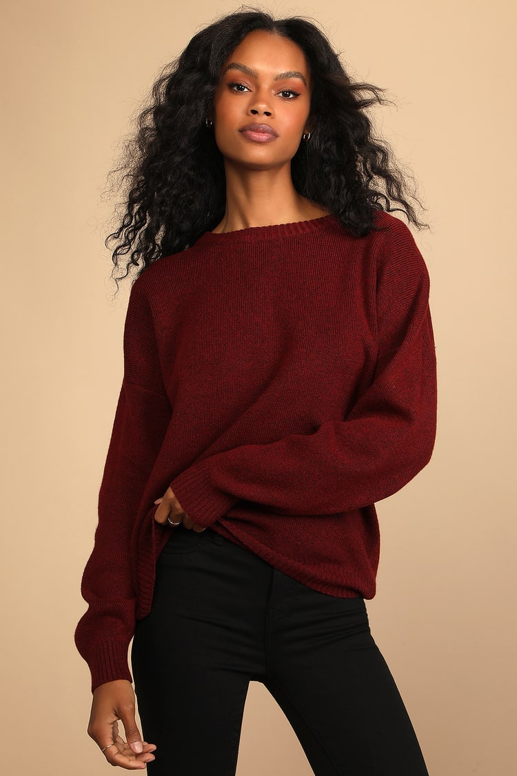 Burgundy Sweater - Pullover Sweater - Crew Neck Sweater - Lulus