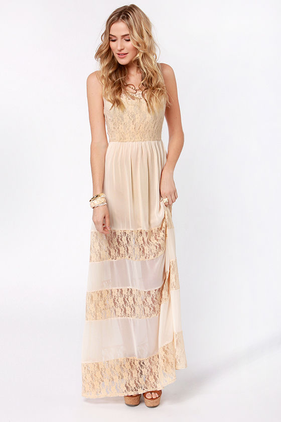 Pretty Maxi Dress - Lace Dress - Cream Dress - $60.00 - Lulus