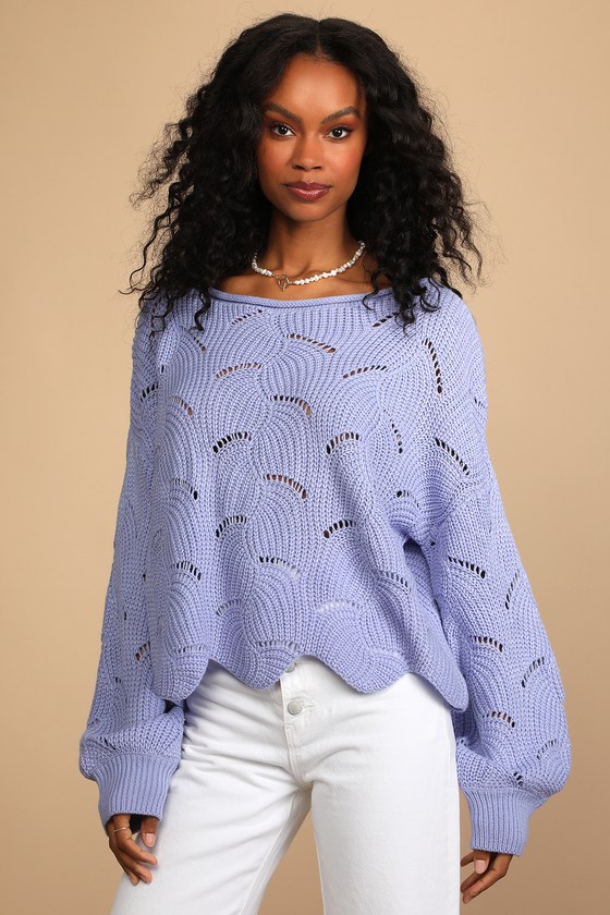 Periwinkle Sweater - Loose Knit Sweater - Lightweight Sweater - Lulus