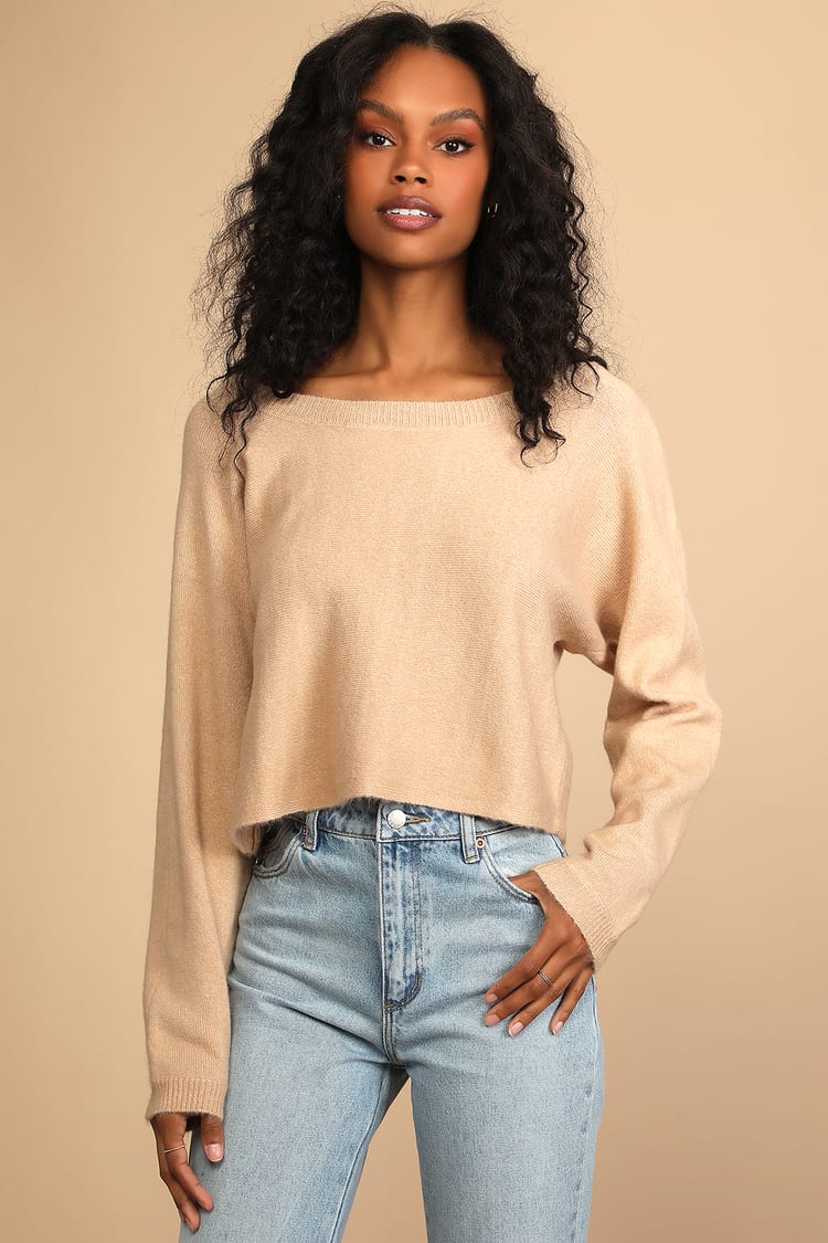 Tan Sweater - Knit Sweater - Cropped Sweater - Women's Sweaters - Lulus