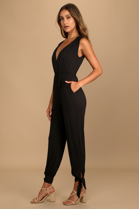 Jogger hot sale jumpsuit black