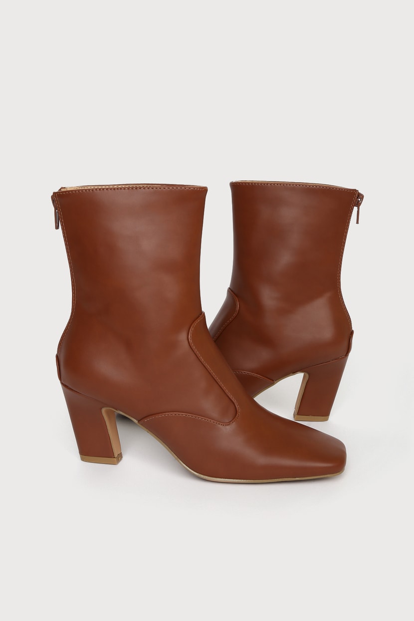 Brown Boots - Square Toe Boots - Mid-Calf Boots - Women's Boots - Lulus
