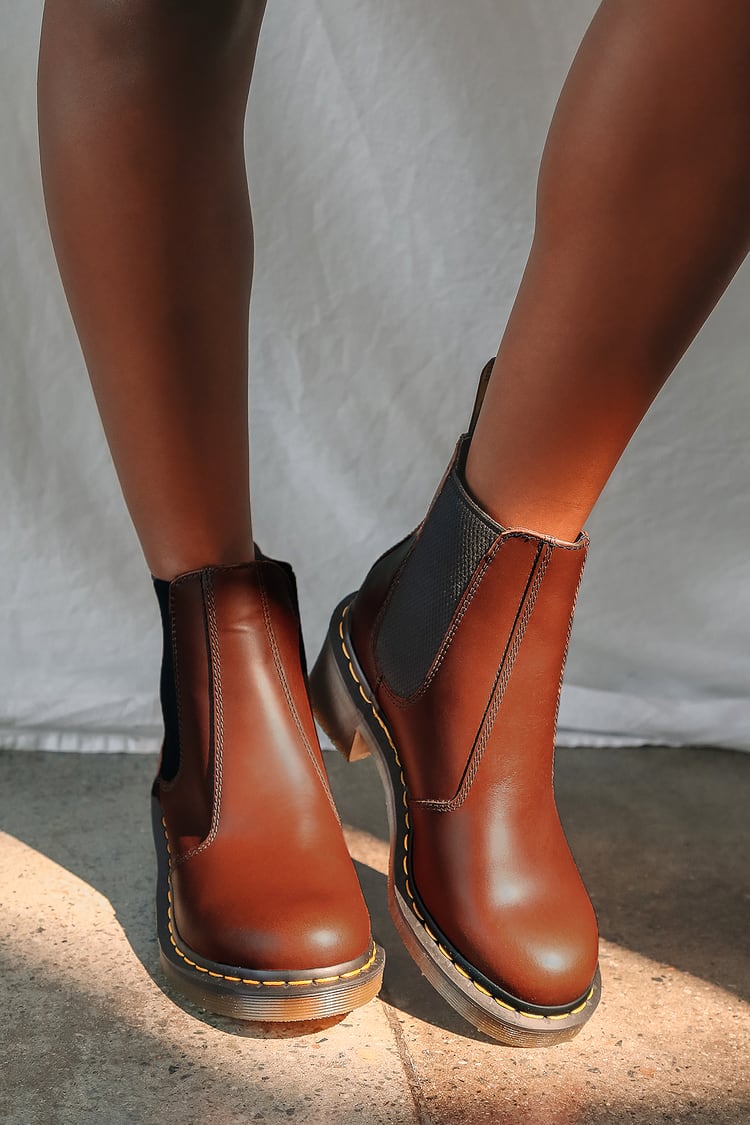 Dr. Martens Cadence - Brown Chelsea Boots - Heeled Chelsea Boots - Lulus