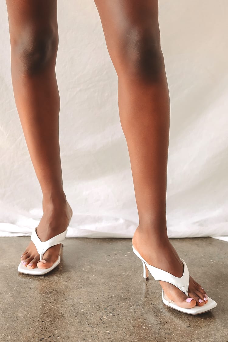 White Heels - Square Toe Sandals - High Heel Sandals - Lulus