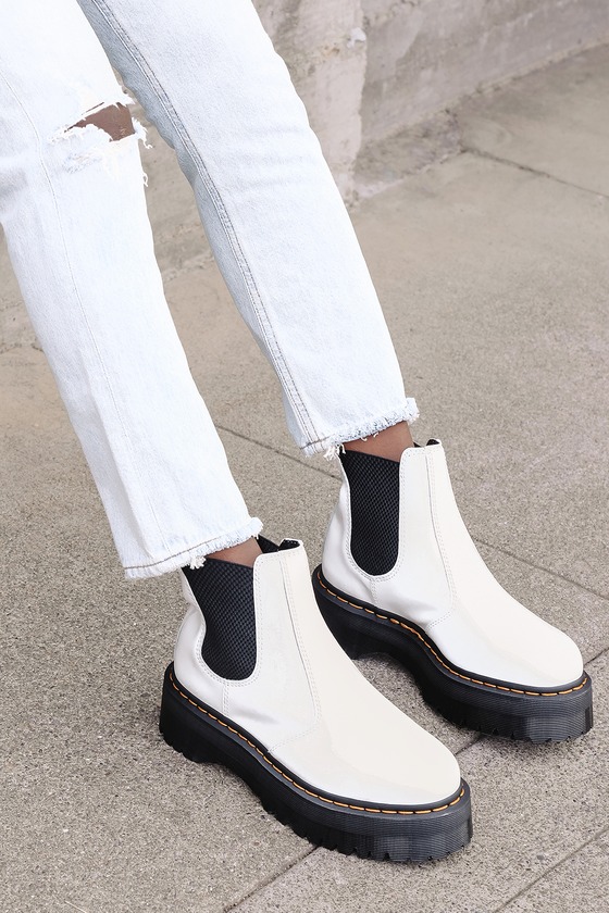 Dr. Martens 2976 - White Boots - Leather Boots - Chelsea Boots - Lulus