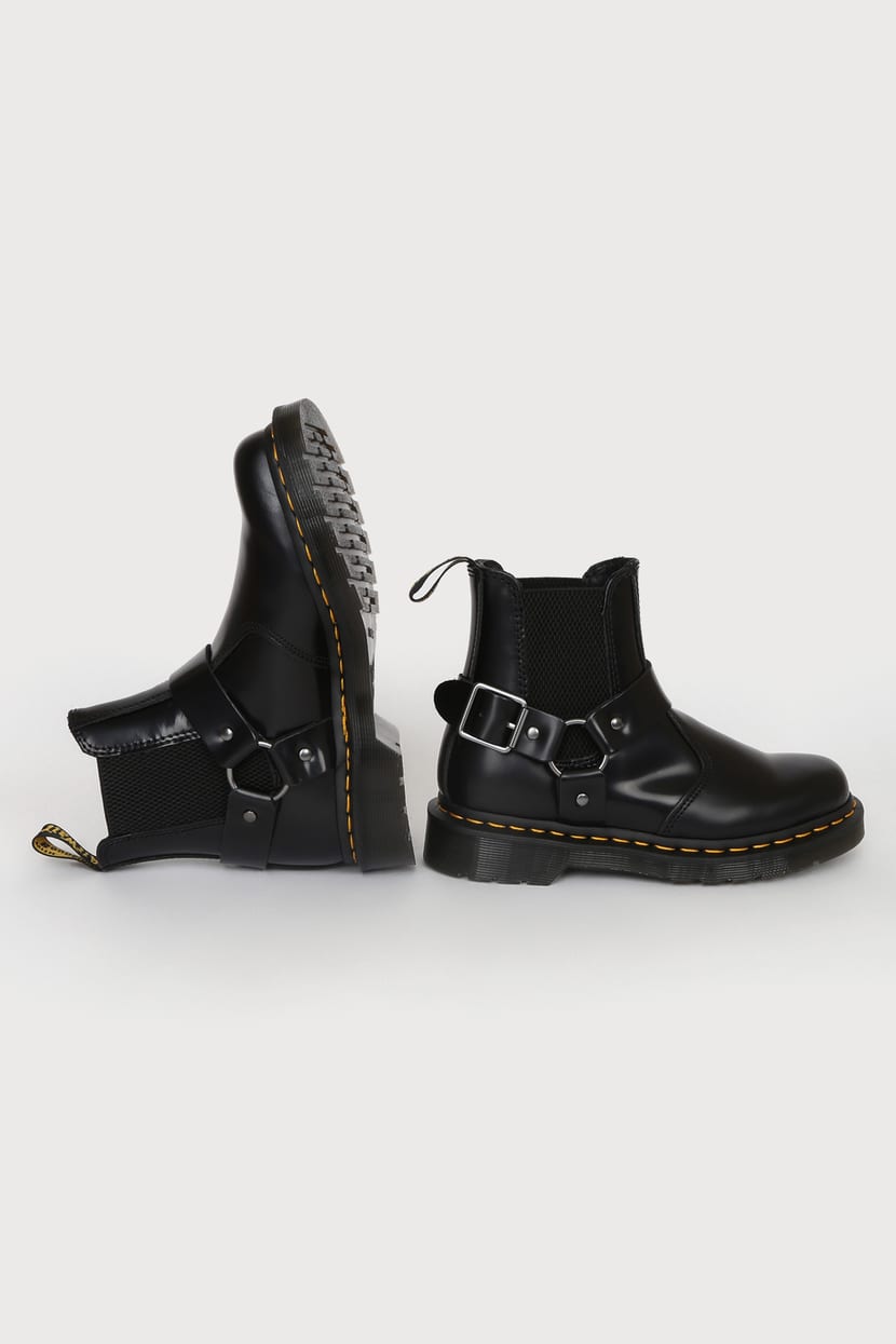 Dr. Martens Wincox - Black Boots - Leather Boots - Slip-On Boots - Lulus