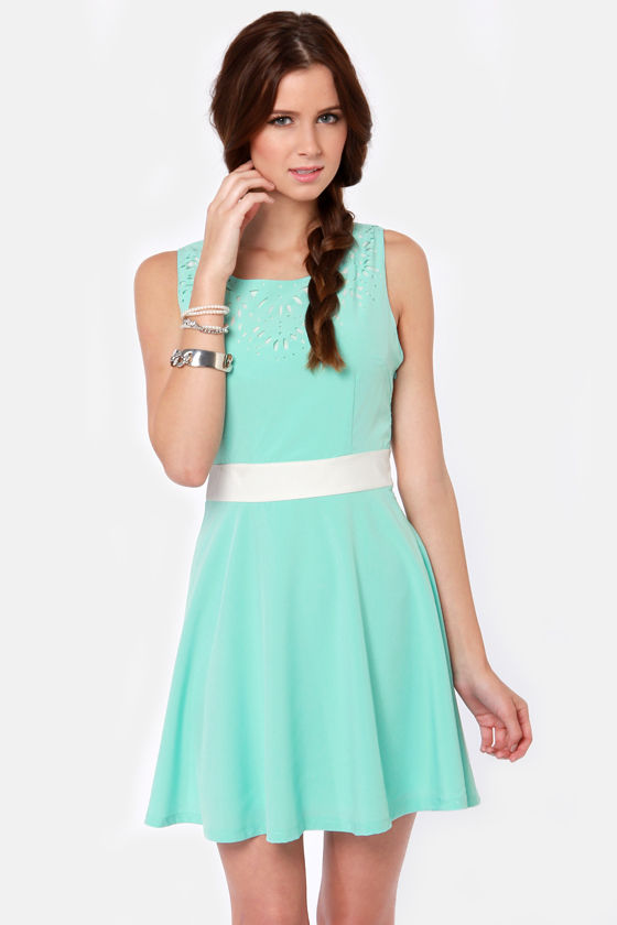 Cute Mint Blue Dress - Cutout Dress - Backless Dress - $38.00 - Lulus