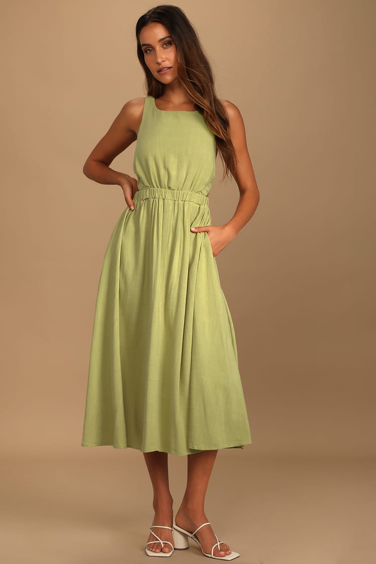 Light Green Dress - Backless Midi Dress - Strappy Midi Dress - Lulus