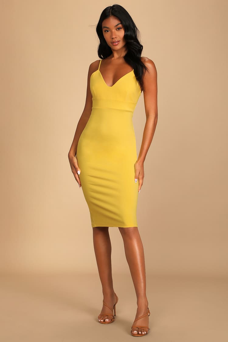 Bright Yellow Bodycon Dress - Bodycon Dress - Sleeveless Dress - Lulus