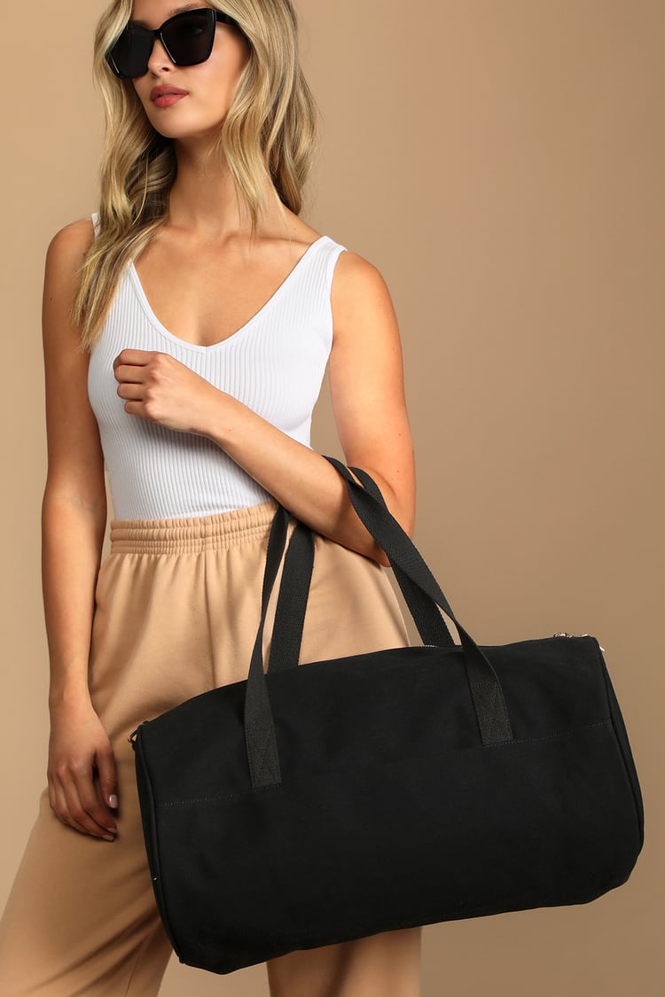 Black Duffle Bag - Weekender Bag - Canvas Luggage - Lulus