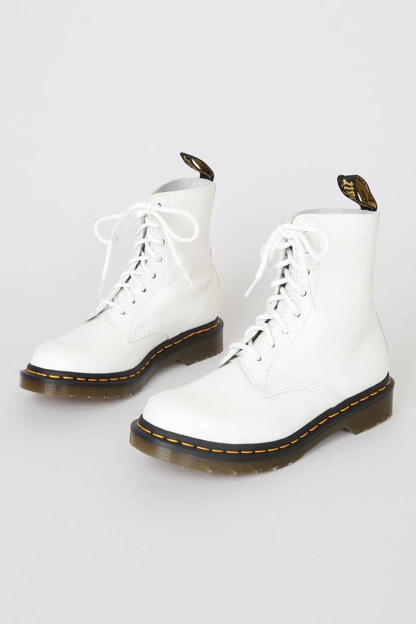 Dr. Martens 1460 Pascal - White Boots - Virginia Leather Boots - Lulus