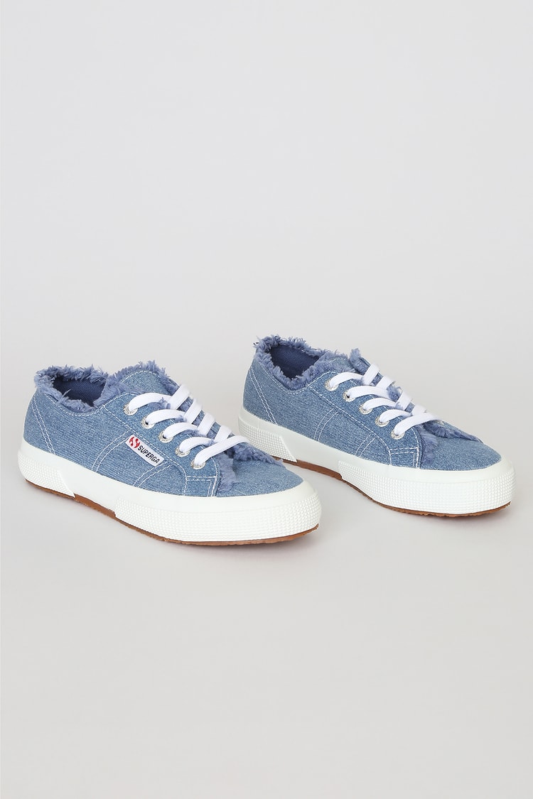 Superga 2750 Frayed Denim - Blue Sneakers - Denim Sneakers - Lulus