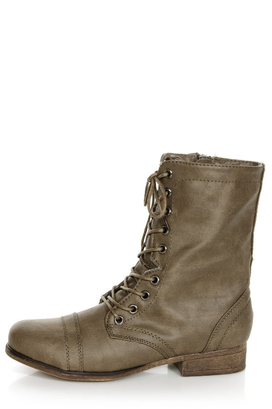 Madden Girl Gamer Stone Pari Taupe Lace-Up Combat Boots - $59.00 - Lulus