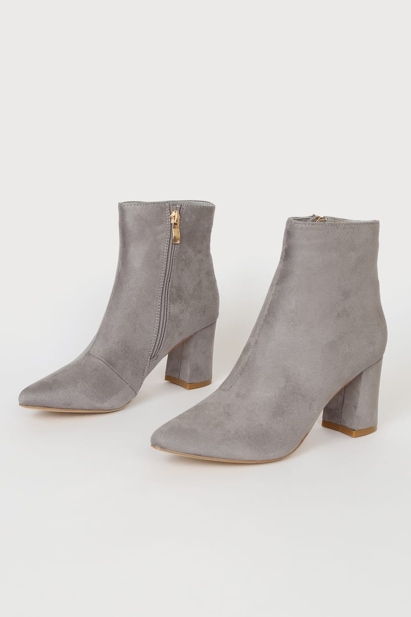 Light Grey Boots - Pointed-Toe Boots - Ankle Boots for Women - Lulus