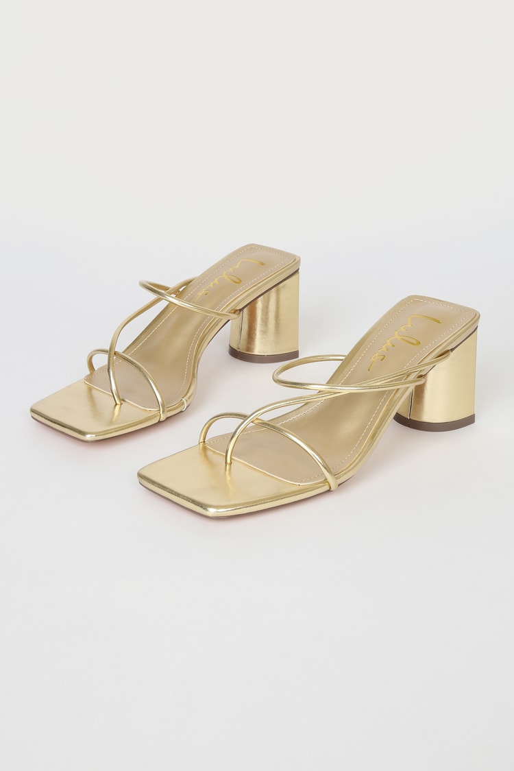 Metallic Gold Heels - Strappy High Heels - High Heel Sandals - Lulus