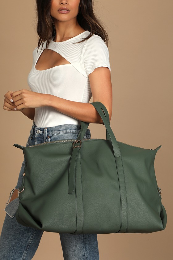 Green Weekender Bag - Faux Leather Bag - Weekender Bag - Lulus