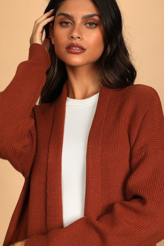 rust colored duster cardigan