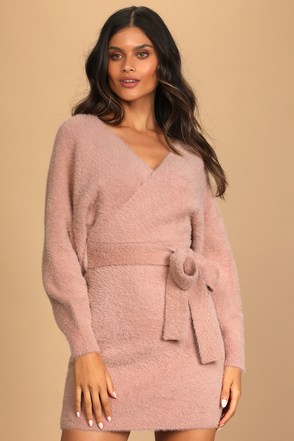 Blush Pink Mini Dress - Eyelash Knit Dress - Sweater Mini Dress - Lulus
