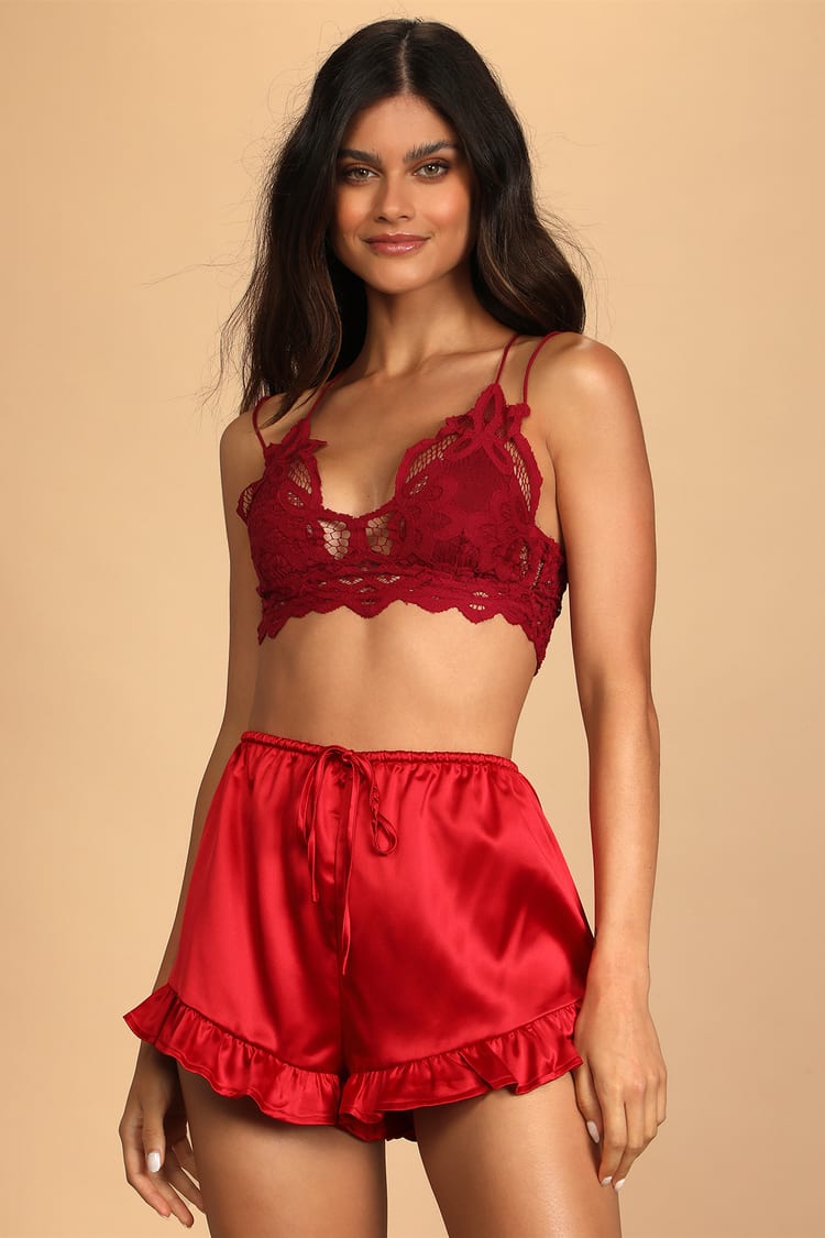 Red Sleep Shorts - Satin Pajama Shorts - Women's Sleepwear - Lulus