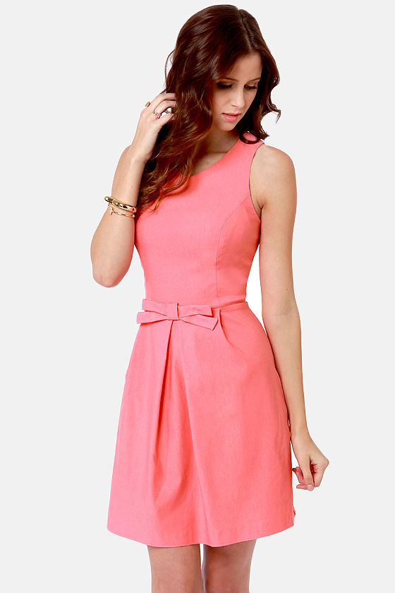 light pink fit and flare dress with sleeves