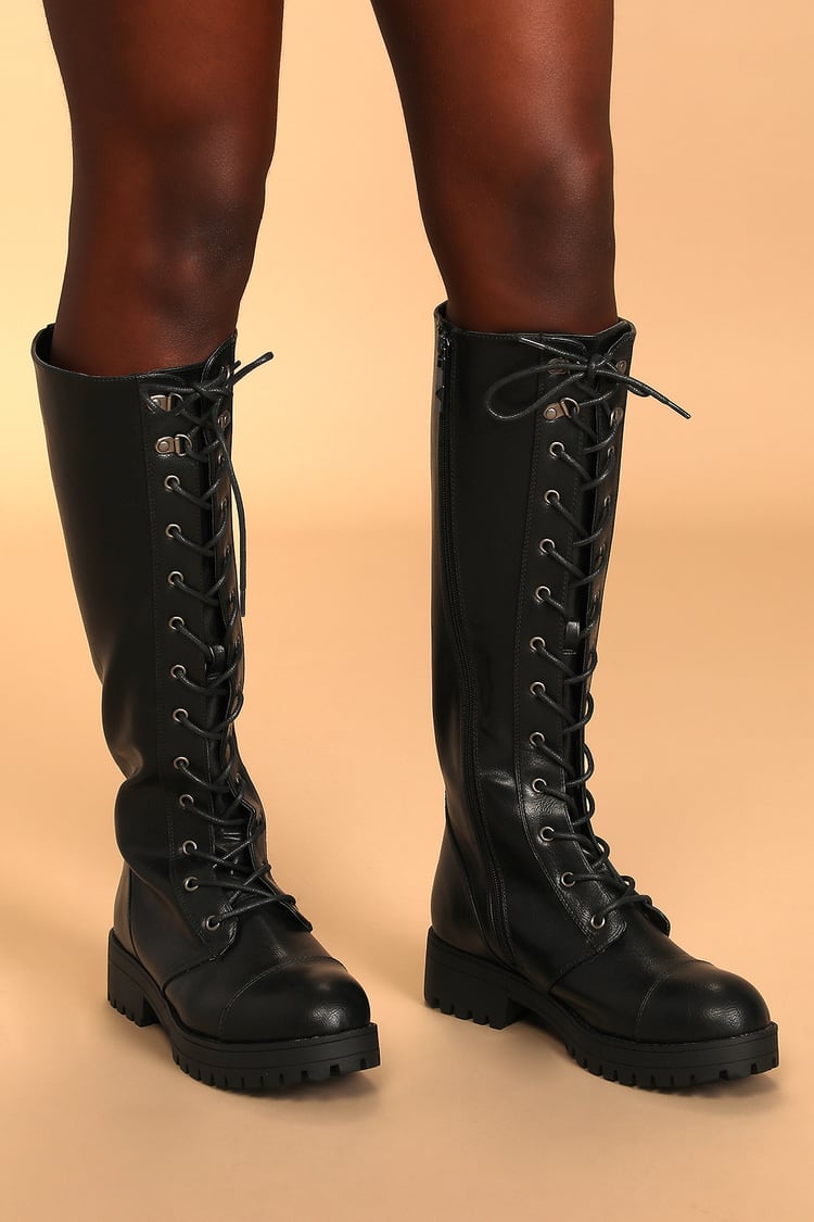 Dirty Laundry Vandal - Tall Combat Boots - Lace-Up Tall Boots - Lulus
